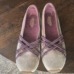 COLUMBIA Kaci Flats Womens 7 suede & Leather Strappy MJ Slip On Shoes.